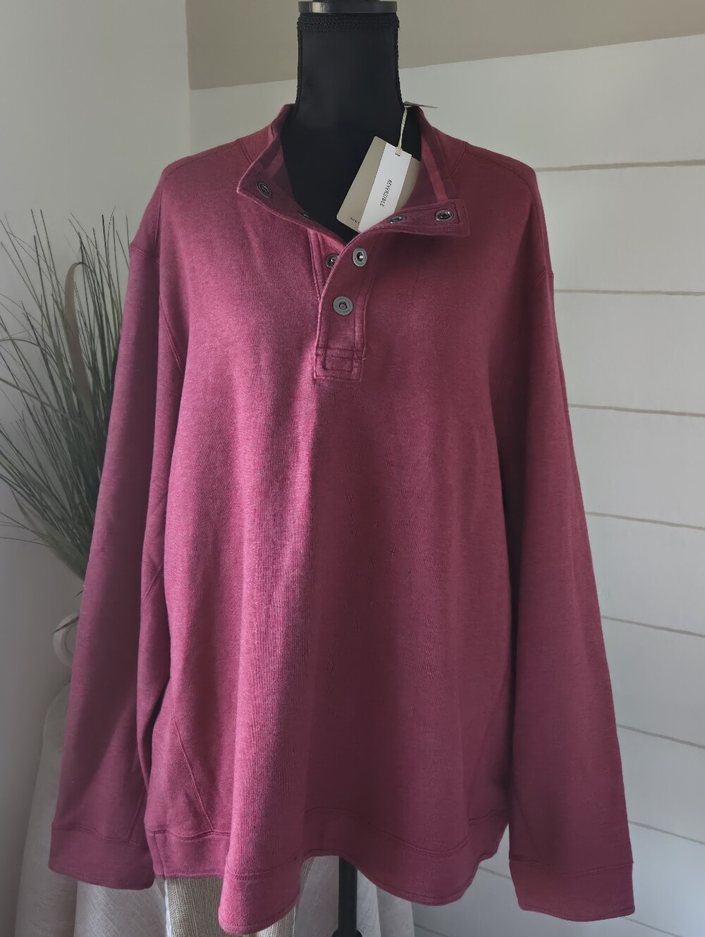 Tommy Bahama Burgundy XXL Sweater Mock Neck Reversible Coastal Quiet Luxury